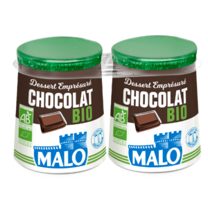 Dessert emprésuré chocolat Bio Malo, lot de 2